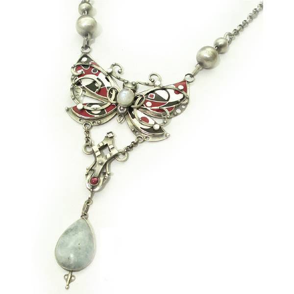Papillon Silver Enamelled Necklace With Gemstones BLITZ
