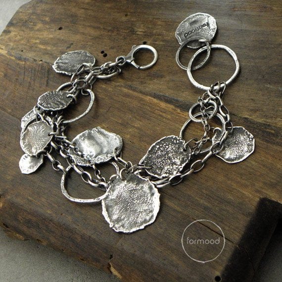 Raw Bohemian Sterling Silver Coin Bracelet FORMOOD