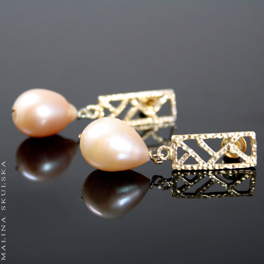 Statement Gold-plated Stud Earrings With Pearls MALINA SKULSKA