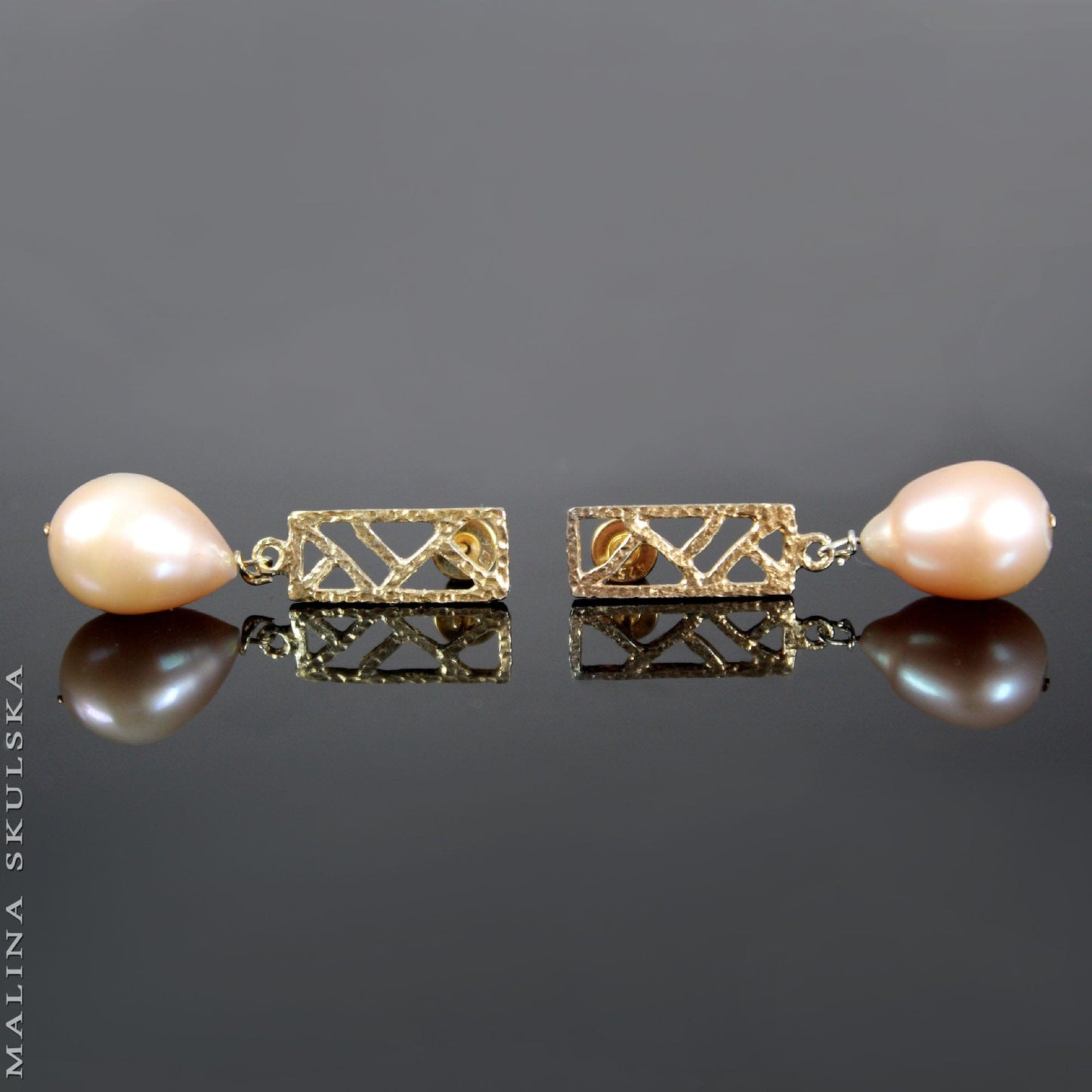 Statement Gold-plated Stud Earrings With Pearls MALINA SKULSKA