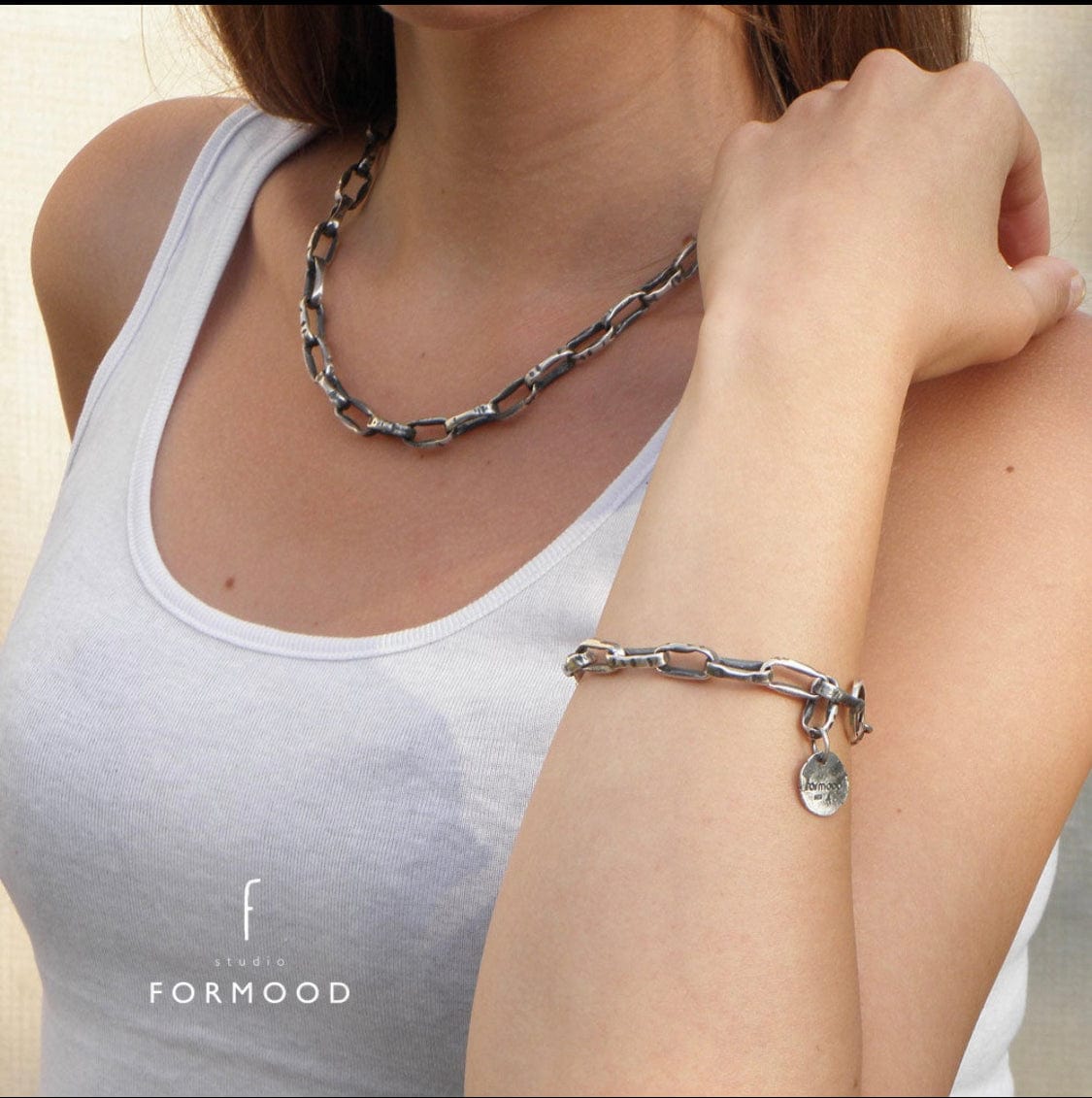 Statement Sterling Silver Chain Necklace FORMOOD