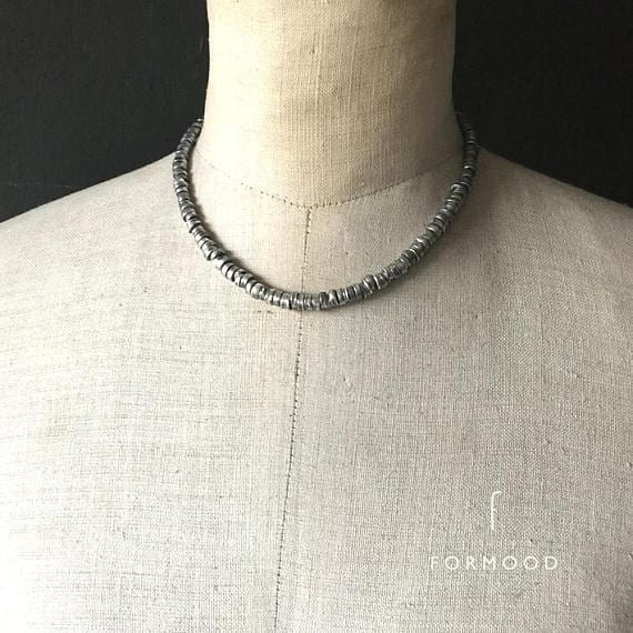 Unisex Oxidised Silver Choker Necklace FORMOOD